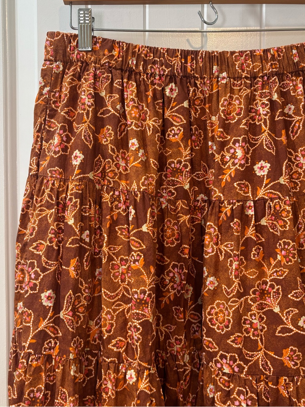 J.Crew Tiered Pull On Maxi Skirt Vintage Vines Size Medium - Picture 7 of 10